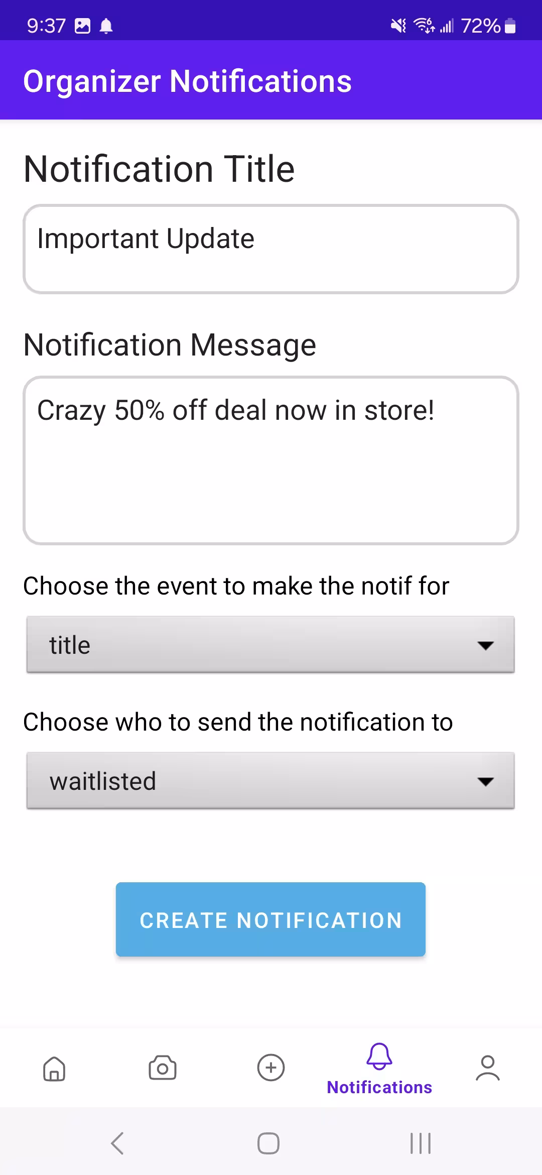 Notification creator and sender
